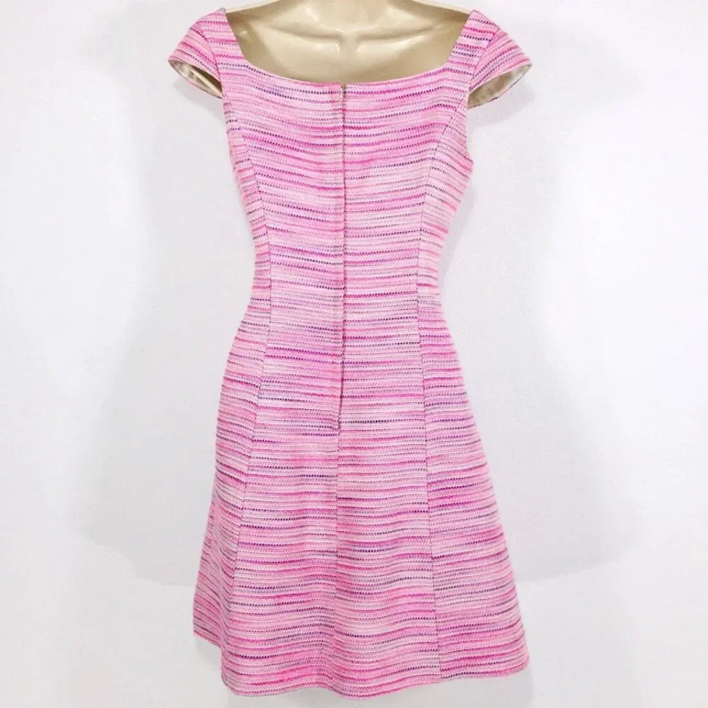 Lilly Pulitzer Dress Sz 2 Pink Tweed Square Neck Cap Sleeve Fairy Whimsy